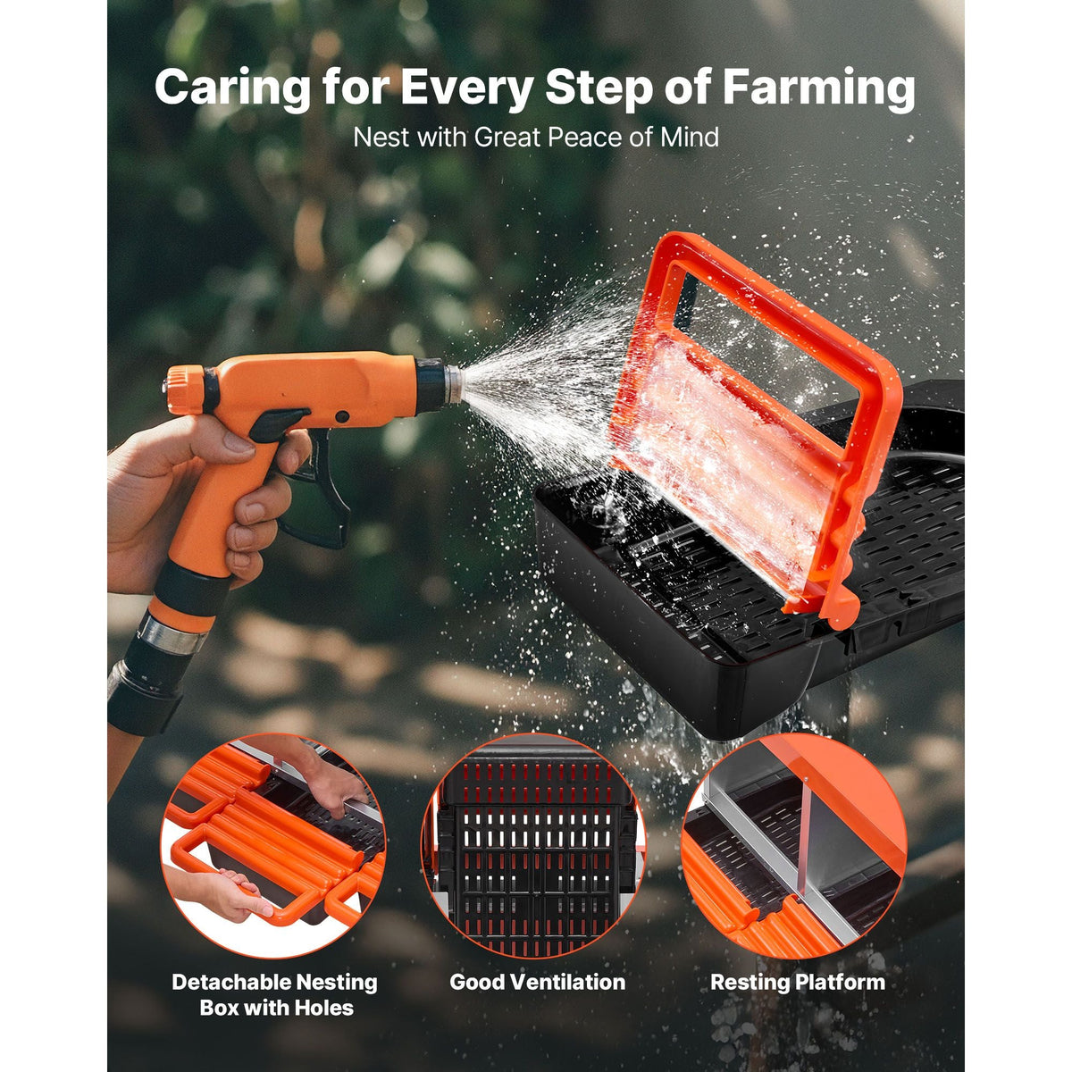 2 Tiers Chicken Nesting Boxes, 6 Compartments, Metal Egg Laying Boxes with Protective Collection Lids, Roll Out Nesting Box, Easy to Assemble, Ideal for Hens, Ducks, Chickens, and Other Poultry