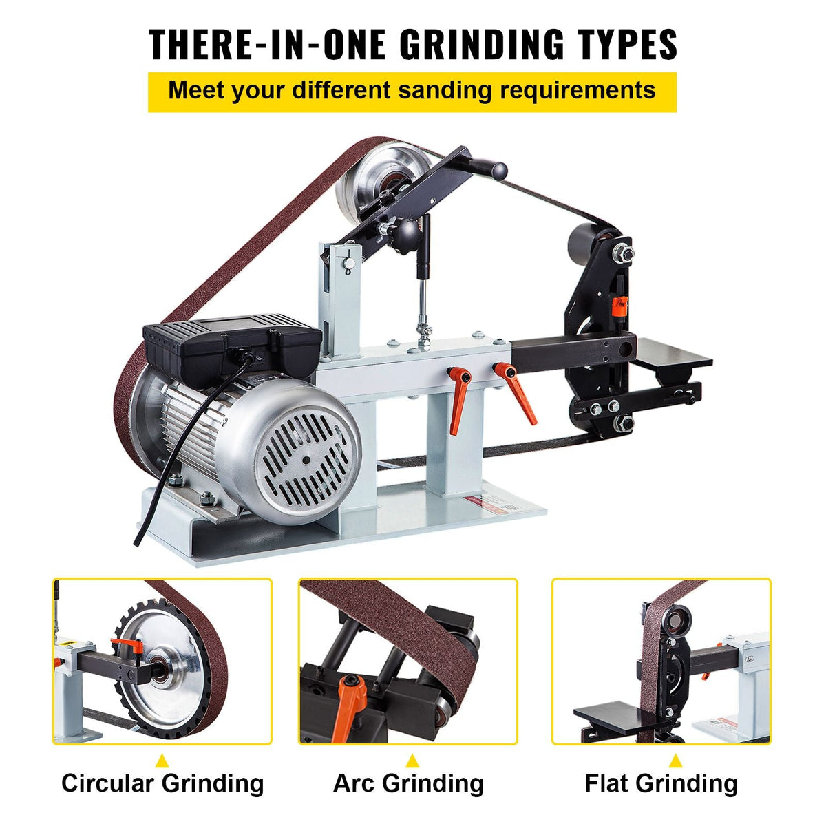 2" x 82" Belt Grinder, 2HP 1500W, 3 in 1 Constant Speed Belt Disc Sander with 3 Grinding Wheel, 110V Bench Sander with 12-inch Wheel and Flat Platen Tool Rest for Knife Making