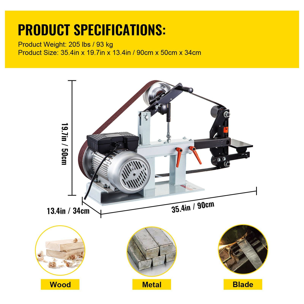 2" x 82" Belt Grinder, 2HP 1500W, 3 in 1 Constant Speed Belt Disc Sander with 3 Grinding Wheel, 110V Bench Sander with 12-inch Wheel and Flat Platen Tool Rest for Knife Making