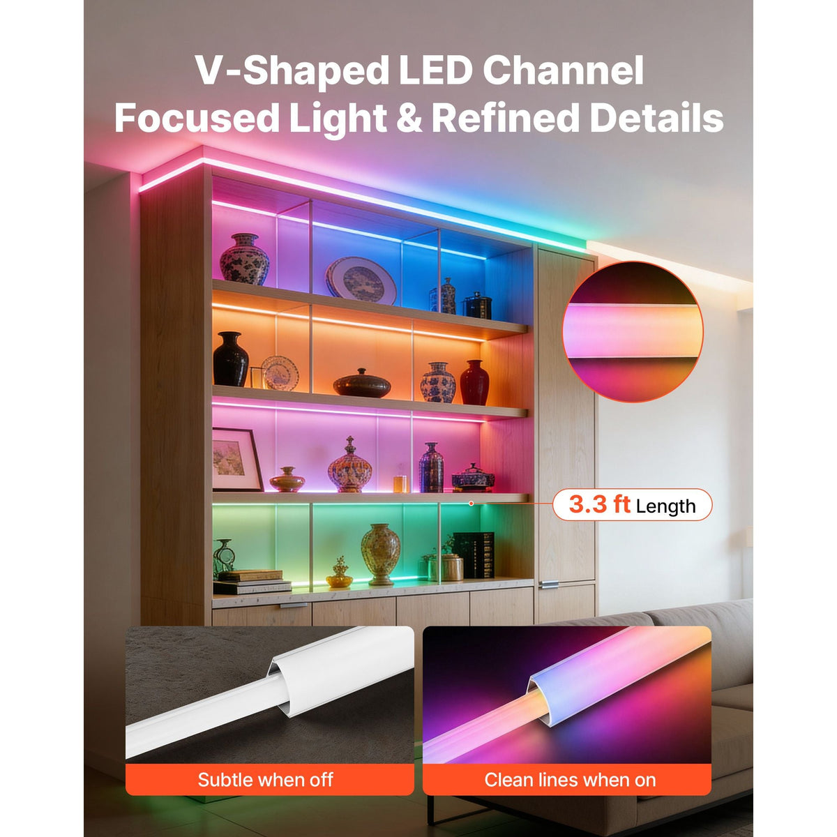 20-Pack 3.3 ft/1M V Shape LED Aluminum Channel, with Milky Cover, End Caps and Mounting Clips, Aluminum Profile for LED Strip Light Installations, Easy Installation, for Under Cabinet Counter