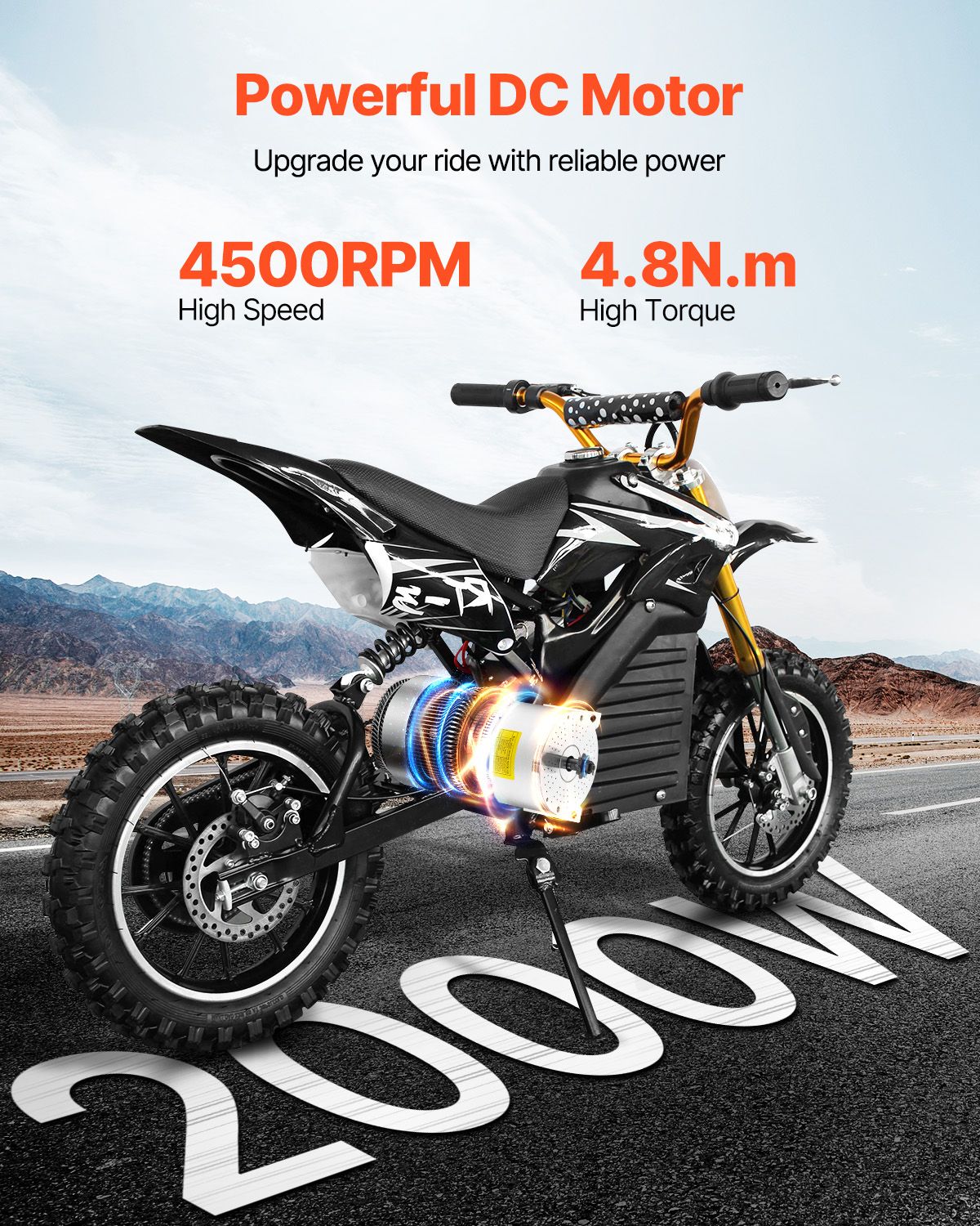 2000W Electric Brushless DC Motor Kit - 60V 4500rpm Motor with Upgraded Speed Controller for Go Karts E-Bike Motorcycle Scooter