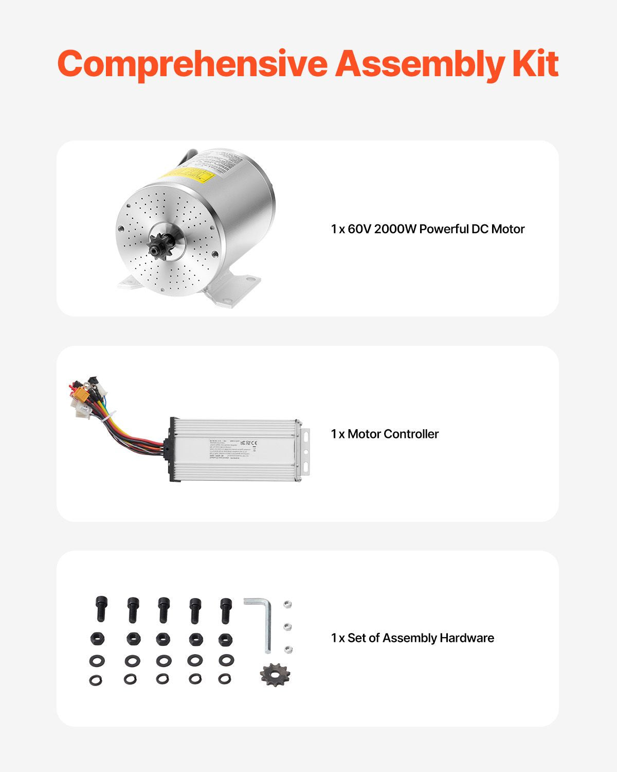 2000W Electric Brushless DC Motor Kit - 60V 4500rpm Motor with Upgraded Speed Controller for Go Karts E-Bike Motorcycle Scooter