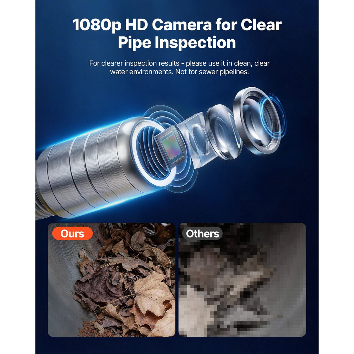 2026 Upgraded Sewer Camera with WiFi, 164ft/50m Drain Pipeline Camera, IP68 Snake Plumbing Cameras with Light - 12 LEDS, Wireless WiFi Connectivity to Phone/Tablet for Sewer Duct Pipe Inspection