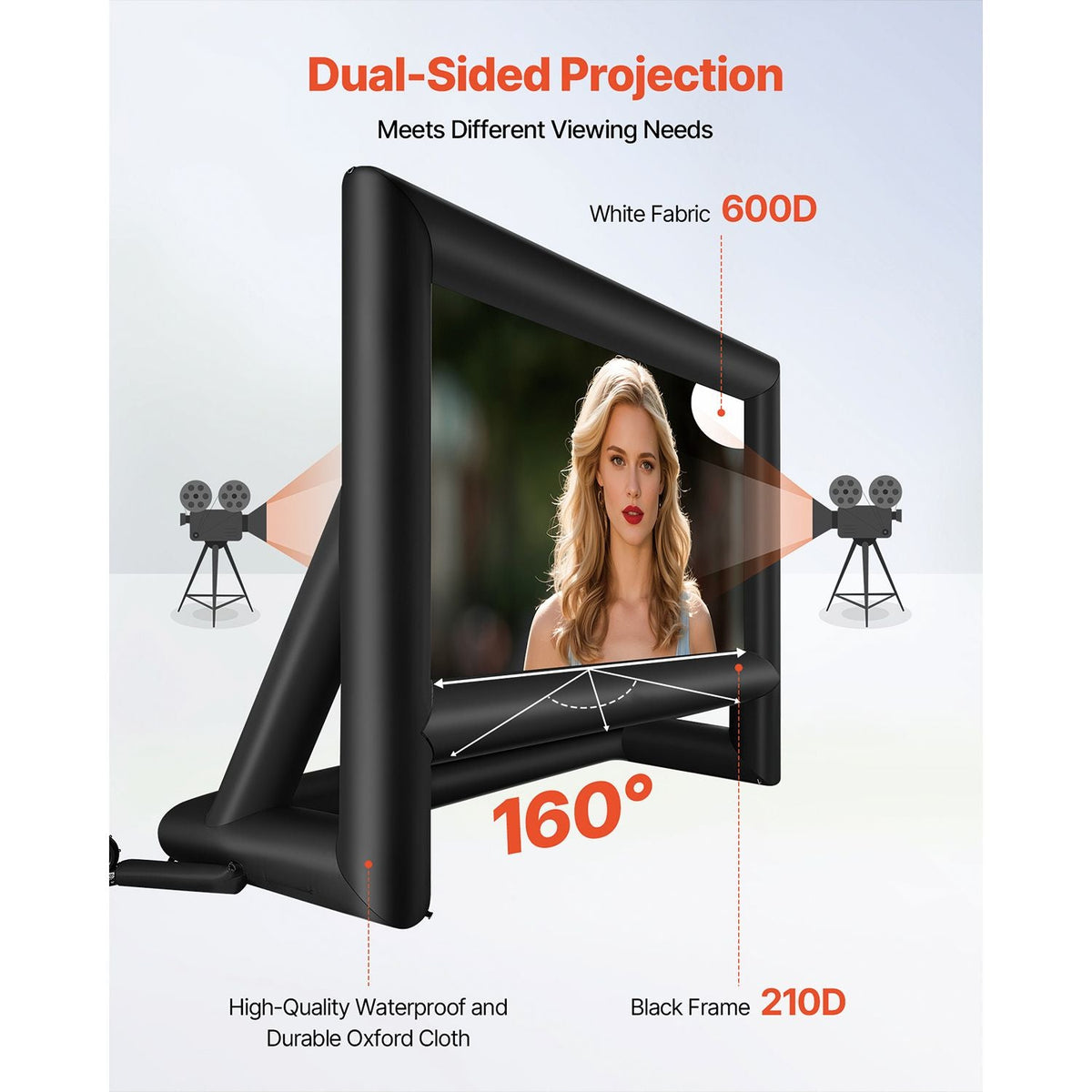20FT Inflatable Movie Screen, Inflatable Projector Screen with Portable Storage Bag, 16:9 Easy Set Up Movie Projection for Outdoor Backyard, Home Theater, Theme Party