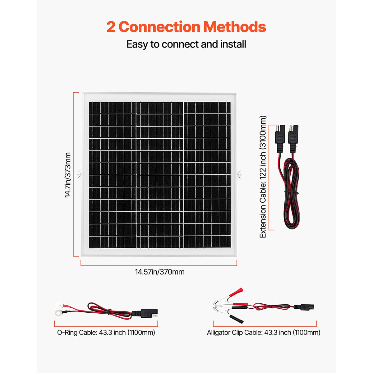 20W 12V Solar Panel Battery Charger, Solar Battery Trickle Charger Maintainer with Intelligent MPPT Controller & Adjustable Mount Bracket, IP67 Waterproof for Car Boat RV Motorcycle Trailer