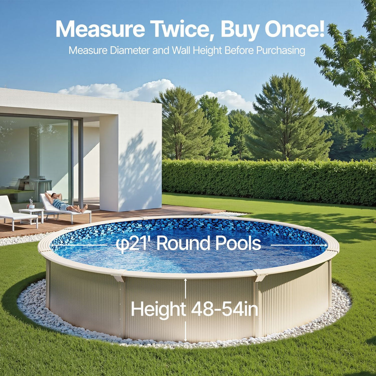 21-ft Round Above Ground Pool Liner, Overlap Pool Liners, Standard Gauge Vinyl, 48-to-54inch Wall Height, Designed for Steel Sided Above-Ground Swimming Pools