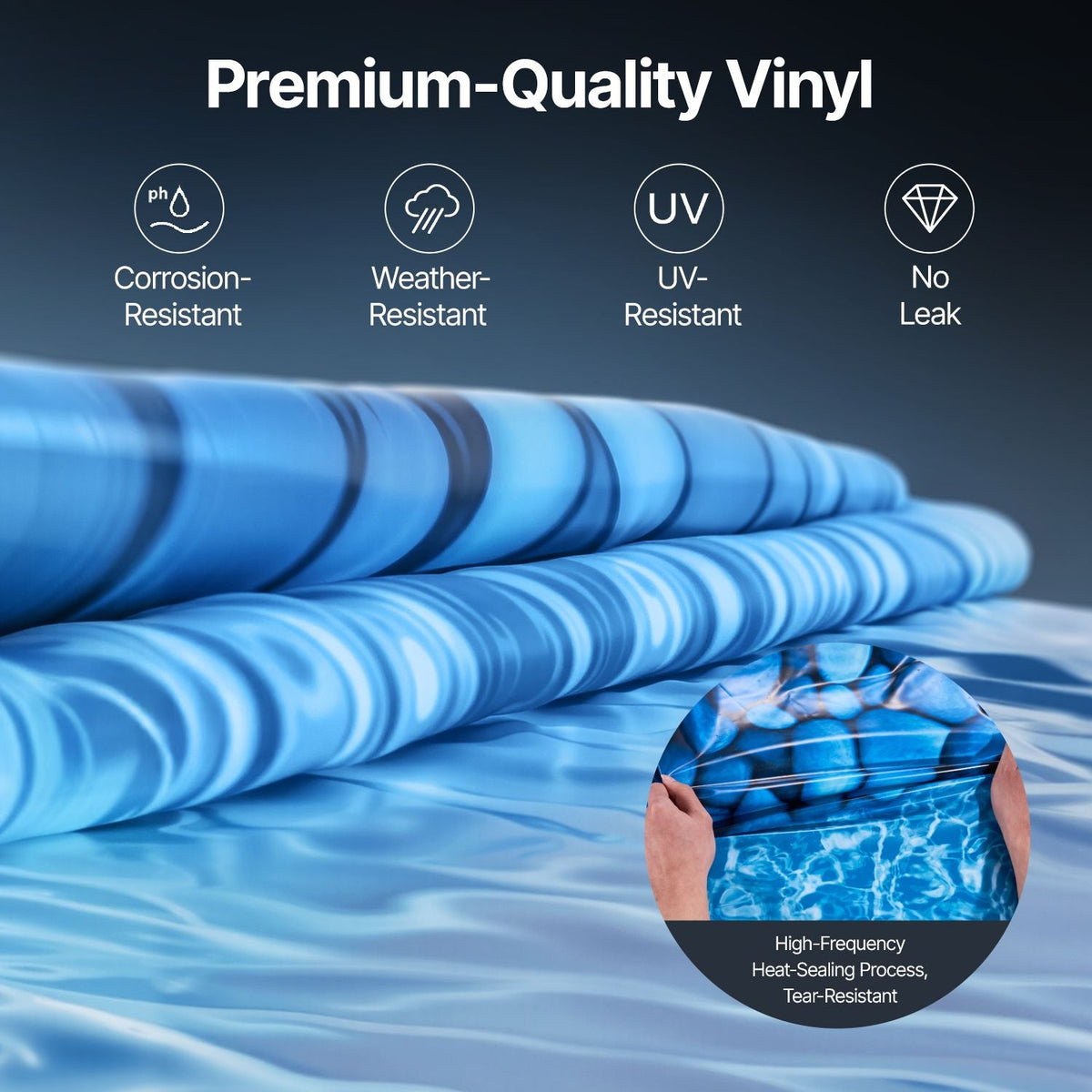 21-ft Round Above Ground Pool Liner, Overlap Pool Liners, Standard Gauge Vinyl, 48-to-54inch Wall Height, Designed for Steel Sided Above-Ground Swimming Pools