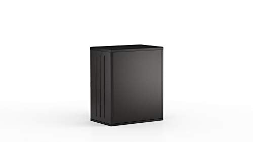 Suncast Commercial Heavy-Duty 9 Cubic Ft. Resin Storage Cabinet with Lockable Handles, Adjustable Metal-Reinforced Shelves for Garage or Workspace, Black, Made in The USA