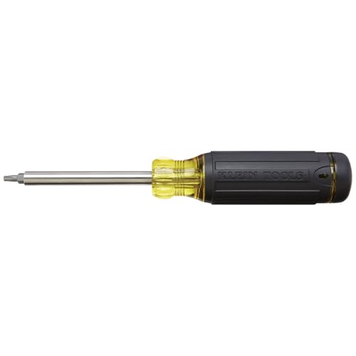 Klein Tools 32307 Multi-bit Tamperproof Screwdriver, 27-in-1 Tool with Torx, Hex, Torq and Spanner Bits with 1/4-Inch Nut Driver