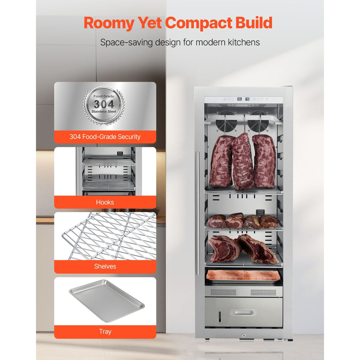 232 LBS Dry Aging Fridge for Steaks, Dry Ager Refrigerator for Meat with Precise Temperature & Humidity Control, Freestanding Beef Aging Machine Refrigerator for Home Kitchen Restaurant Hotel