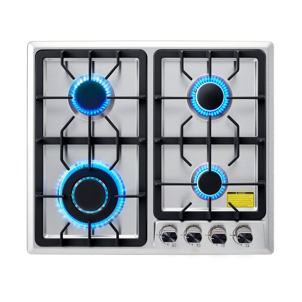 24 inch Gas Cooktop 4 Burners Gas Stove Top, Max 27000BTU Built-in Stainless Steel Stove Top LPG/NG Convertible Dual Fuel Cooktop Stoves with Thermocouple Protection for Kitchen Apartment Rvs