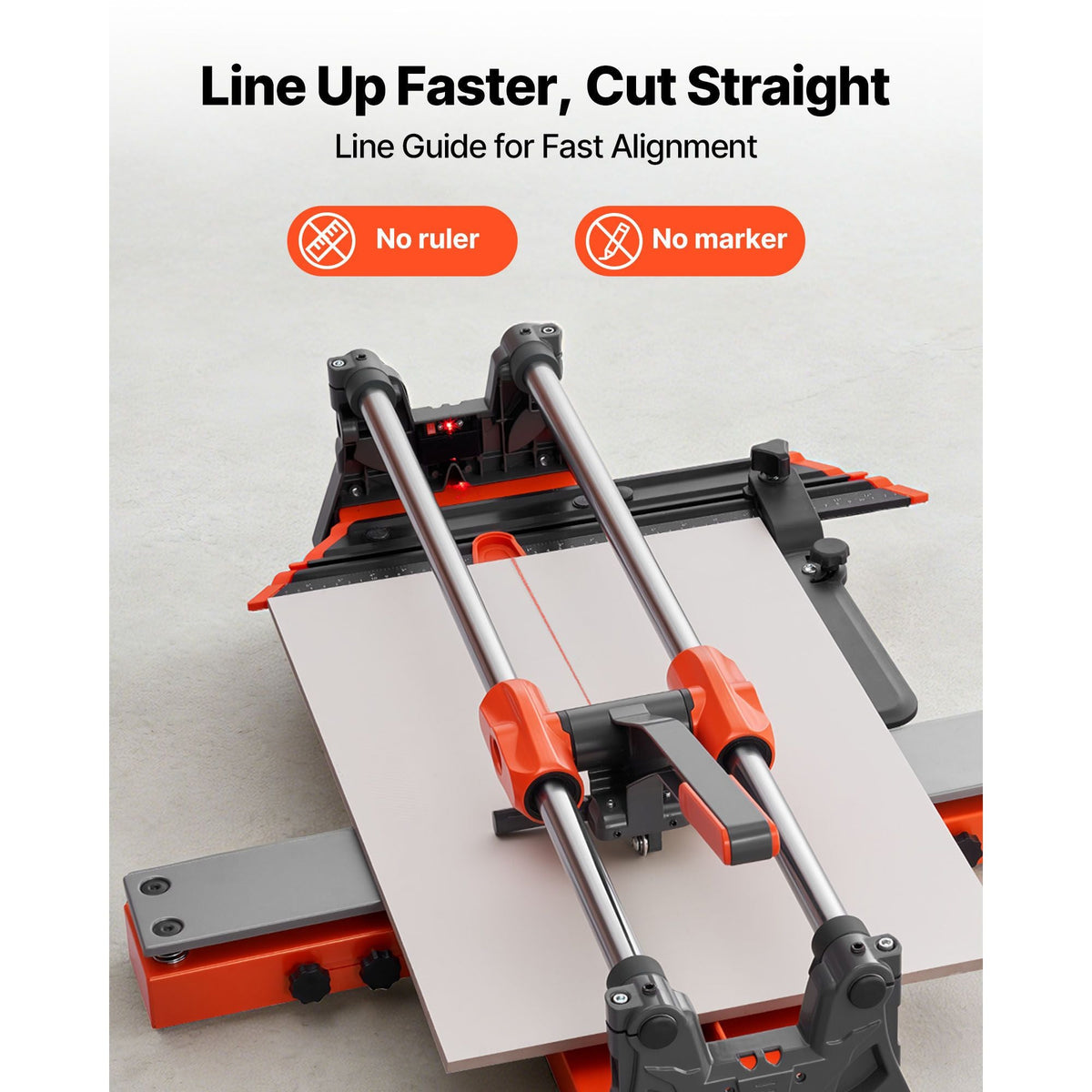 24-Inch Manual Tile Cutter, Upgraded Sliding Head Cutting Tool with Spring-Loaded Base, Angle Fence, Tungsten Carbide Cutting Wheel, Alignment Guide, for DIY Pros, Ceramic, Floor, Wall Tiles