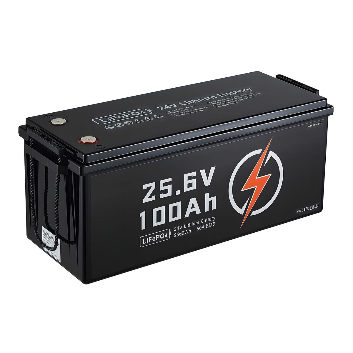 24V 100Ah LiFePO4 Lithium Battery, Built-in 50A BMS, Deep Cycle Lithium Rechargeable Battery with Low Temperature Protection, 4000+ Cycles, Max. 2560Wh, for RV, Camper, Trolling Motors, Marine