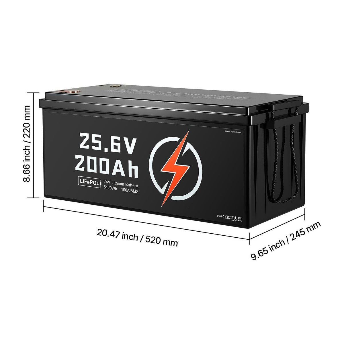 24V 200Ah LiFePO4 Lithium Battery, Built-in 100A BMS, Deep Cycle Lithium Rechargeable Battery with Low Temperature Protection, 4000+ Cycles, Max. 5120Wh, for RV, Camper, Trolling Motors, Marine