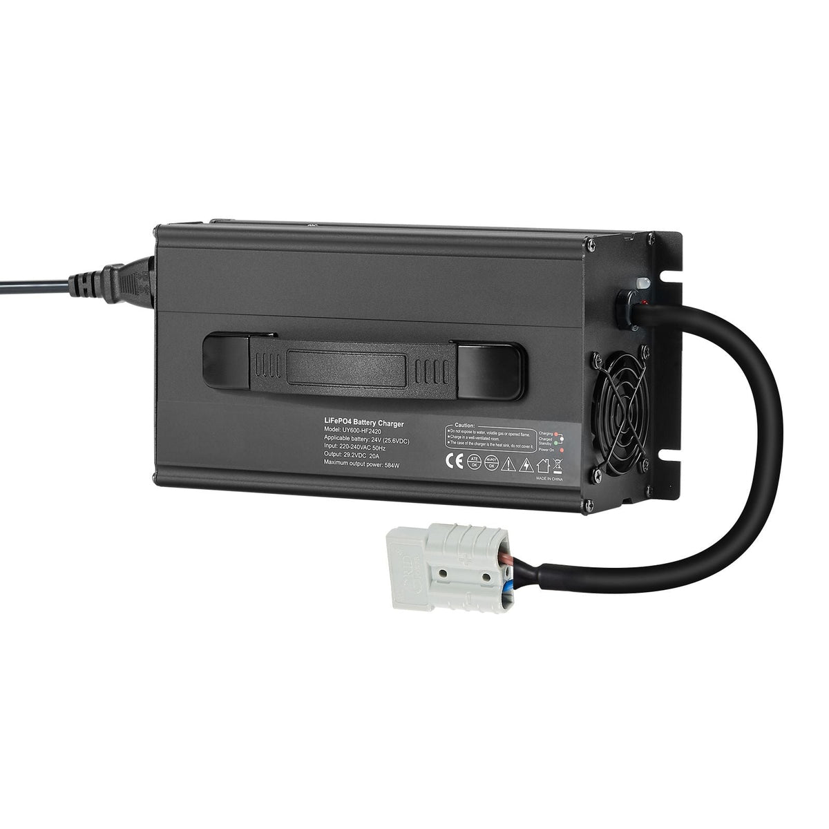 24V 20A Lithium Battery Charger, 29.2V, AC-DC LiFePO4 Smart Charger, with Anderson Connector, LED Indicator, 0V Activation, for Lithium LiFePO4 Deep Cycle Rechargeable Batteries of Boat, RV