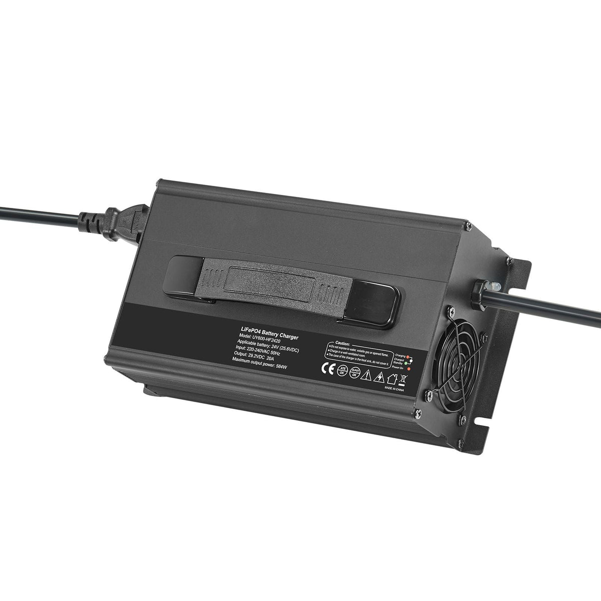 24V 20A Lithium Battery Charger, 29.2V, AC-DC LiFePO4 Smart Charger, with Anderson Connector, LED Indicator, 0V Activation, for Lithium LiFePO4 Deep Cycle Rechargeable Batteries of Boat, RV