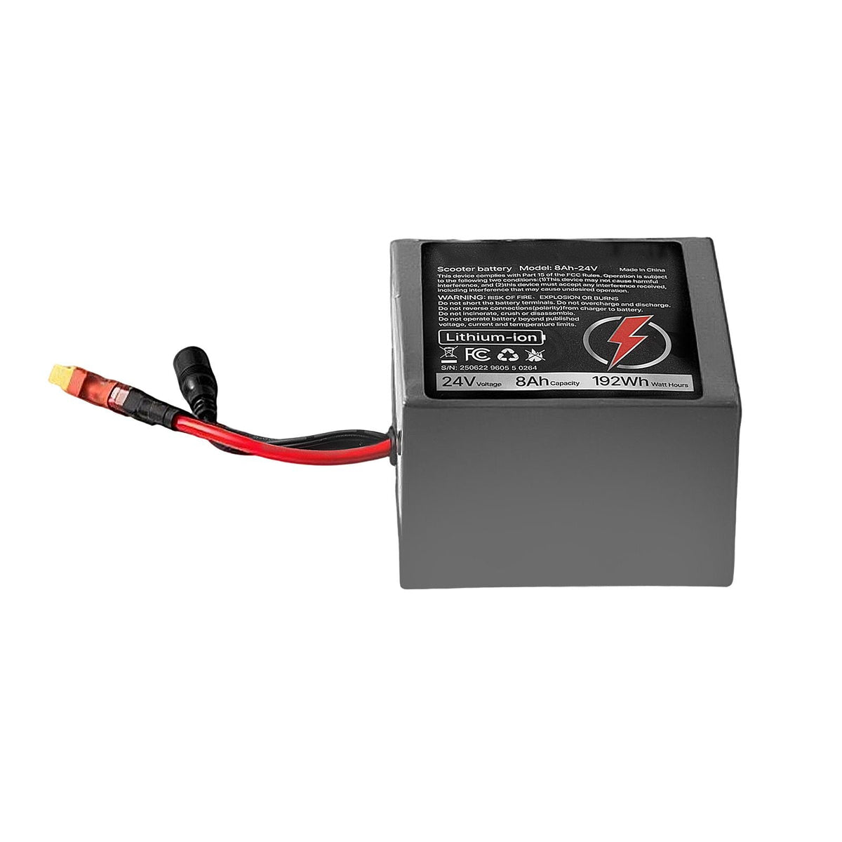 24V Electric Scooter Battery, 8Ah, Ebike Lithium Battery Pack with 30A BMS, Charger, T-Plug Expansion Cable, 500+ Cycles, Compatible with 1920W Motors, for Electric Bikes Bicycles, Scooters