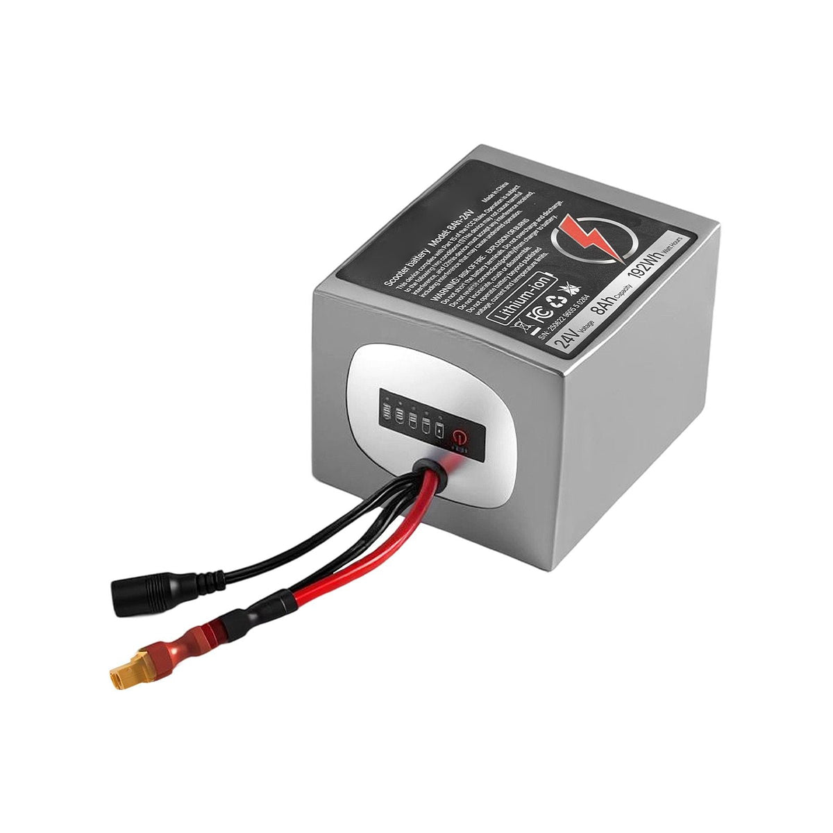 24V Electric Scooter Battery, 8Ah, Ebike Lithium Battery Pack with 30A BMS, Charger, T-Plug Expansion Cable, 500+ Cycles, Compatible with 1920W Motors, for Electric Bikes Bicycles, Scooters