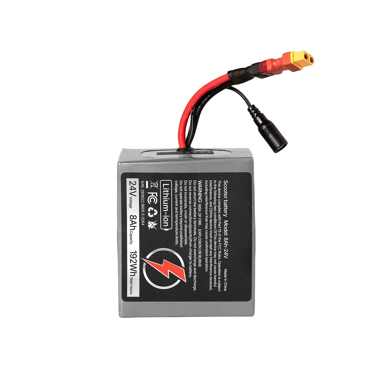 24V Electric Scooter Battery, 8Ah, Ebike Lithium Battery Pack with 30A BMS, Charger, T-Plug Expansion Cable, 500+ Cycles, Compatible with 1920W Motors, for Electric Bikes Bicycles, Scooters