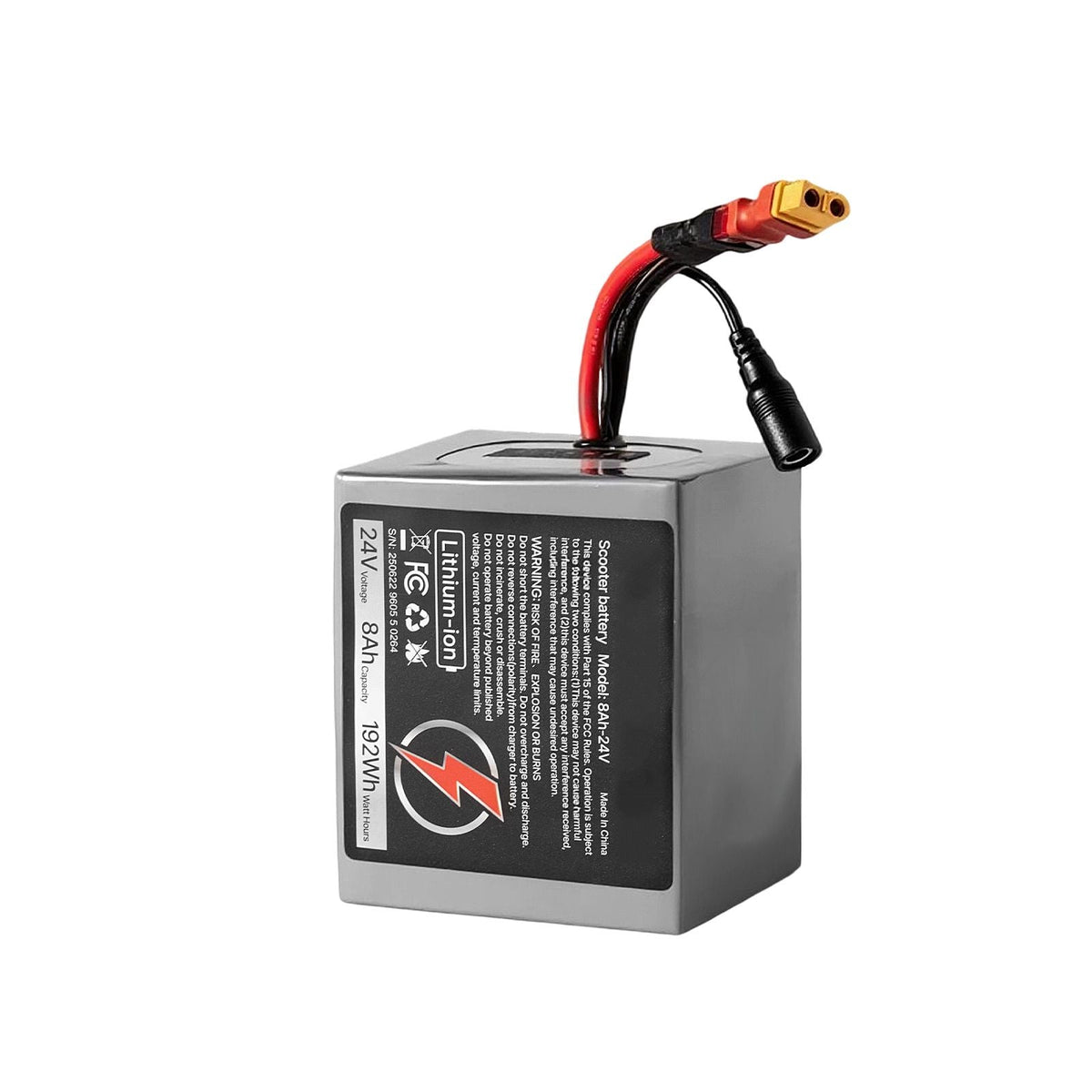 24V Electric Scooter Battery, 8Ah, Ebike Lithium Battery Pack with 30A BMS, Charger, T-Plug Expansion Cable, 500+ Cycles, Compatible with 1920W Motors, for Electric Bikes Bicycles, Scooters