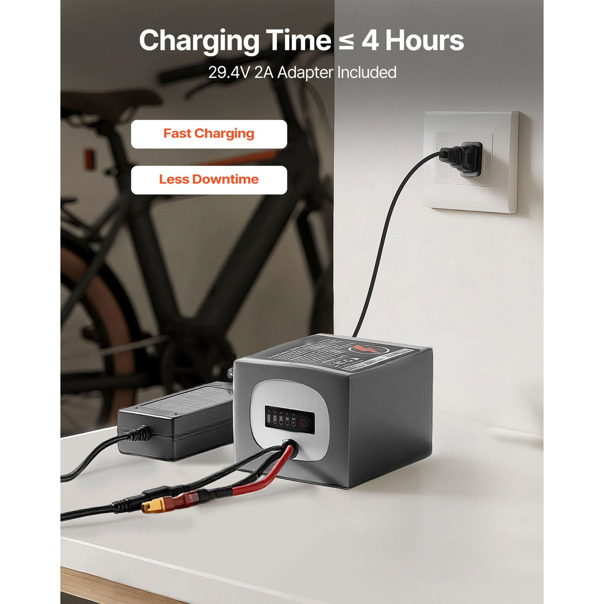 24V Electric Scooter Battery, 8Ah, Ebike Lithium Battery Pack with 30A BMS, Charger, T-Plug Expansion Cable, 500+ Cycles, Compatible with 1920W Motors, for Electric Bikes Bicycles, Scooters