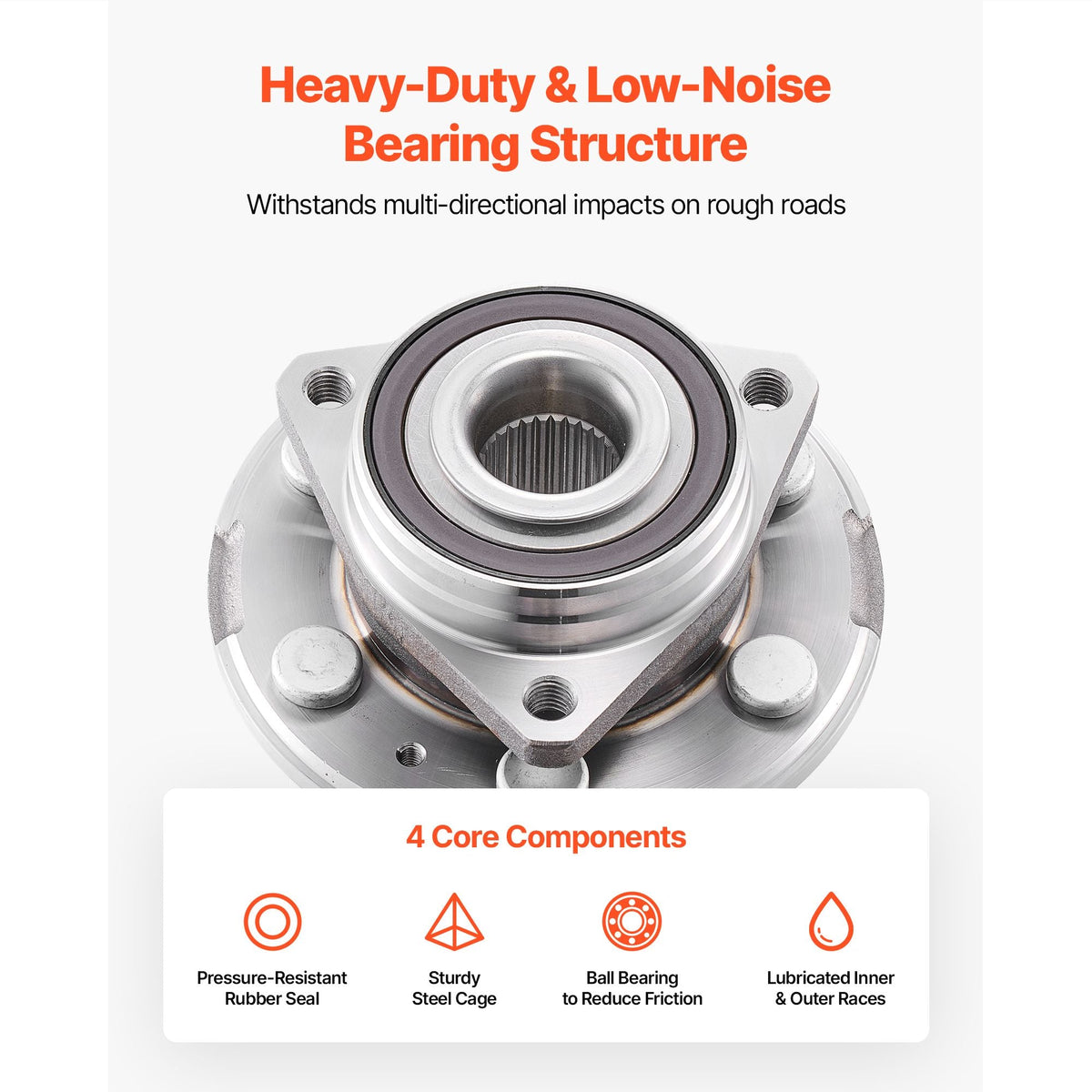 2PCS Front Wheel Bearing & Hub Assembly Fit for 2014-2016 Cadillac SRX Base Luxury Performance Premium Sport Utility 4-Door 3.6L OEM 513289, Wheel Bearing Hub Assembly Set, 13504971 BR930778