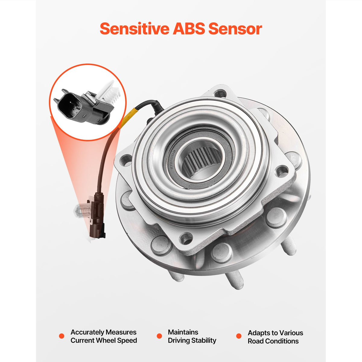 2PCS Front Wheel Bearing & Hub Assembly Fit for 2016 Ford F-250 Super Duty Base King Ranch Lariat Platinum XL Crew Cab Pickup 4-Door OEM 515130, Wheel Bearing Hub Assembly Set with ABS Sensor