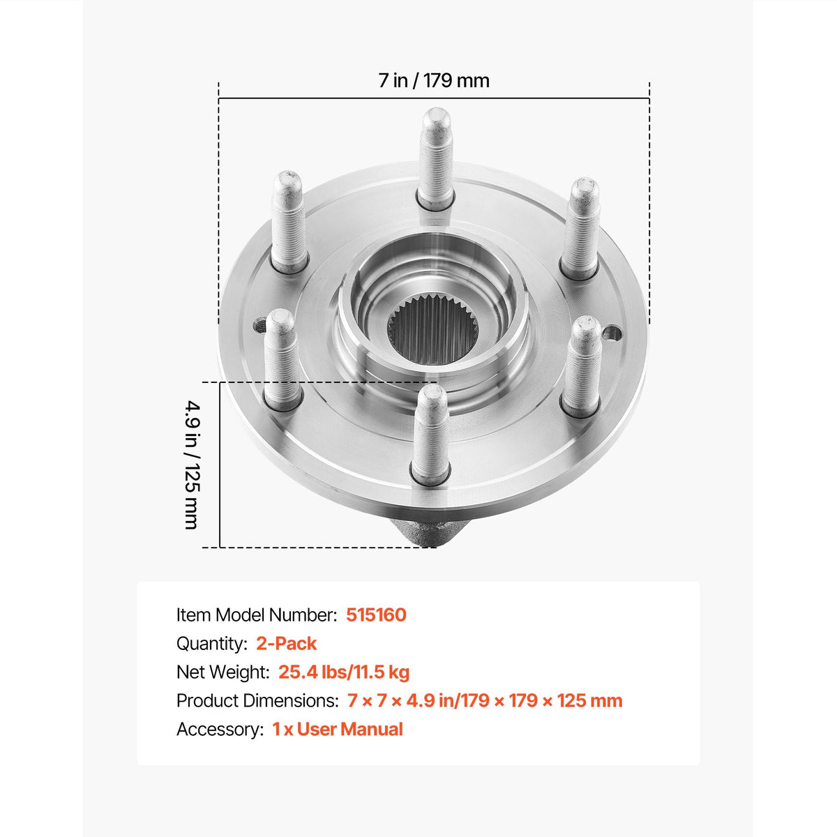 2PCS Front Wheel Bearing & Hub Assembly Fit for 2020 Cadillac Escalade Base Platinum Premium Luxury Sport Utility Chevy Suburban LS LT OEM 515160, Wheel Bearing Hub Assembly Set with ABS Sensor