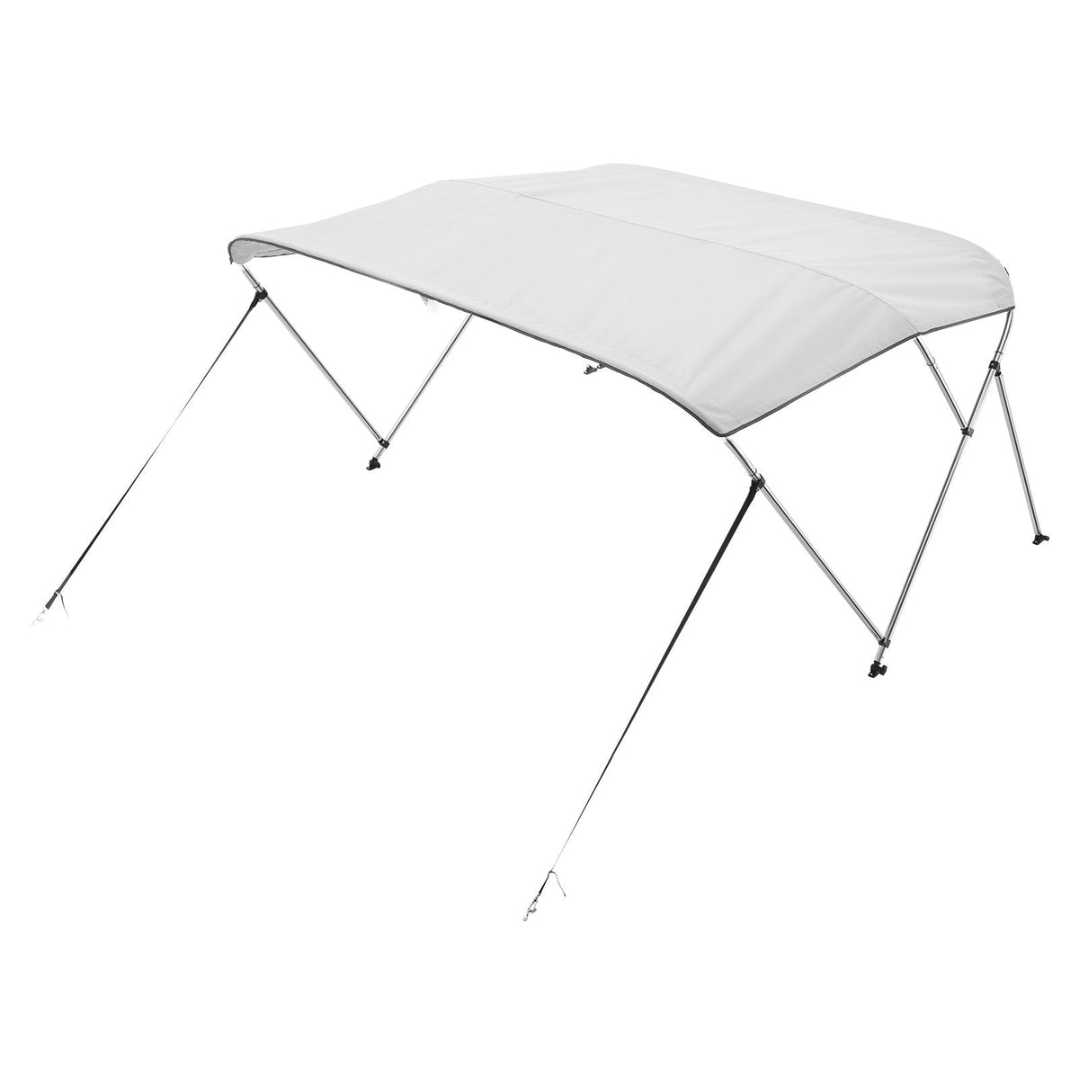 3 Bow Boat Bimini Tops, 600D Polyester Canopy with Aluminum Alloy Frame, Waterproof & Sun Shade Boat Awning Canopy with Storage Bag, 2 Support Poles, 4 Straps, 6'Lx(67"-72")Wx46"H, Light Grey