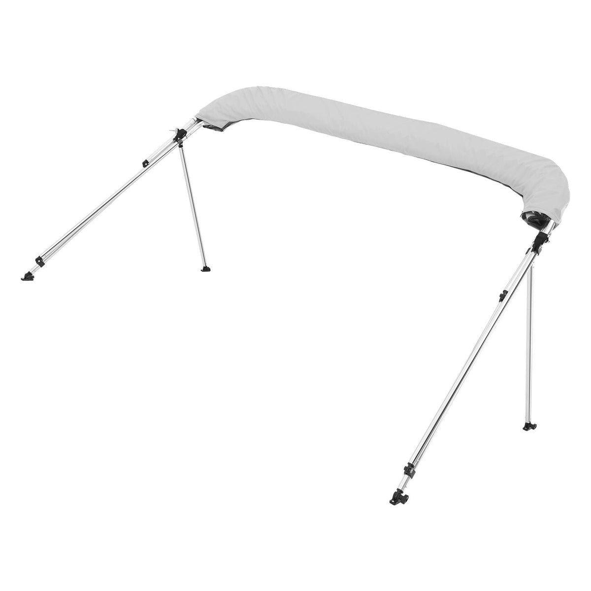 3 Bow Boat Bimini Tops, 600D Polyester Canopy with Aluminum Alloy Frame, Waterproof & Sun Shade Boat Awning Canopy with Storage Bag, 2 Support Poles, 4 Straps, 6'Lx(67"-72")Wx46"H, Light Grey