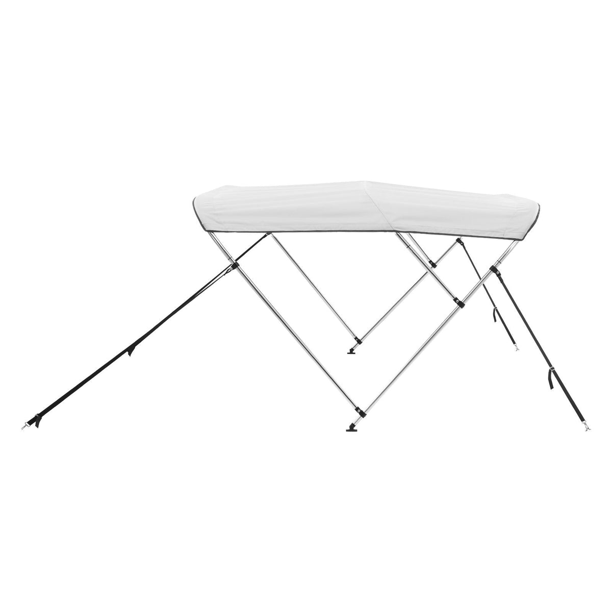 3 Bow Boat Bimini Tops, 600D Polyester Canopy with Aluminum Alloy Frame, Waterproof & Sun Shade Boat Awning Canopy with Storage Bag, 2 Support Poles, 4 Straps, 72"Lx(85"-90")Wx46"H, Light Grey