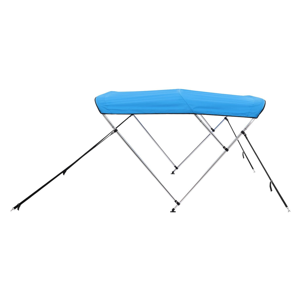 3 Bow Boat Bimini Tops, 600D Polyester Canopy with Aluminum Alloy Frame, Waterproof & Sun Shade Boat Awning Canopy with Storage Bag, 2 Support Poles, 4 Straps, 72"Lx(85"-90")Wx46"H, Pacific Blue