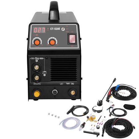 3 in 1 Plasma Cutter Welder Machine, CT-520E TIG/MMA Plasma Cutter Combo Machine, 30A Plasma Cutting Machine, 200A TIG Welder and 200A Stick Welder, Digital 110/220V Dual Voltage IGBT Inverter