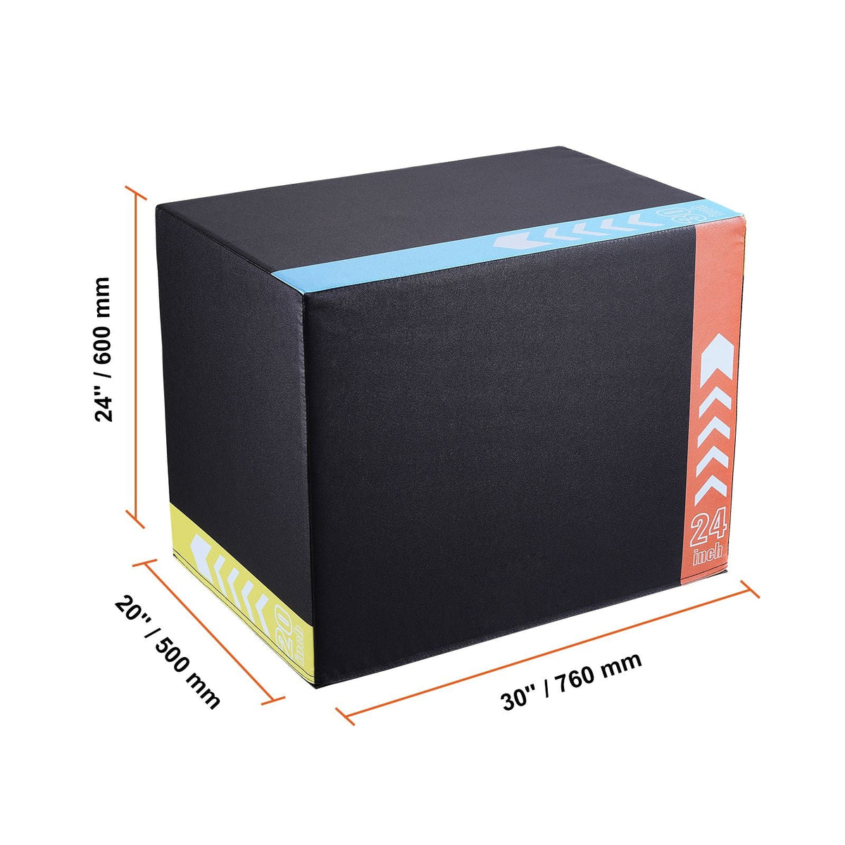 3 in 1 Plyometric Jump Box, 30/24/20 Inch Foam Plyo Box, Platform & Jumping Agility Box, Anti-Slip Fitness Exercise Step Up Box for Home Gym Training, Conditioning Strength Training, Black
