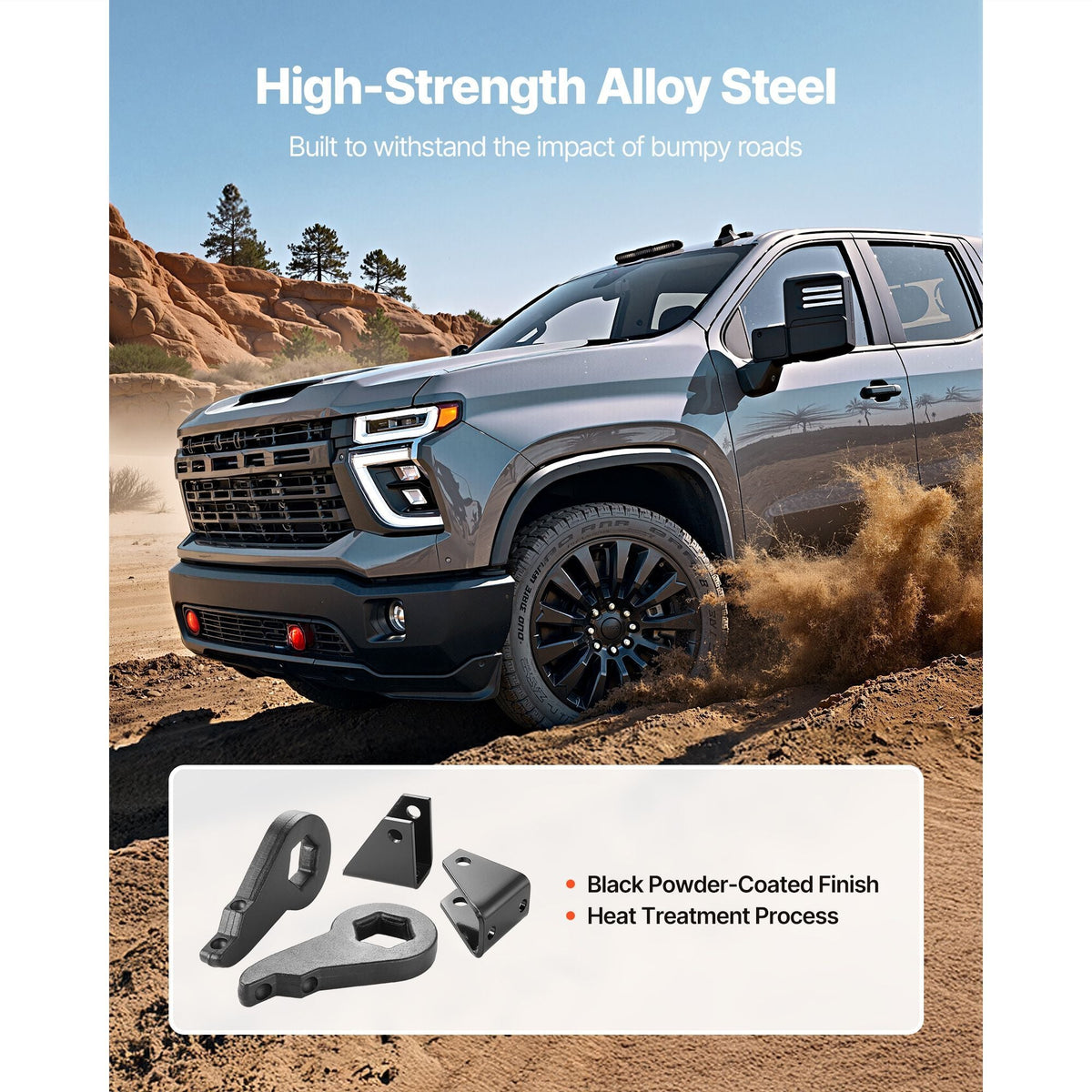 3 Inch Front Leveling Lift Kit for 2001-2010 Chevy Silverado/GMC Sierra 2500HD/3500HD 8-Lug, 01-07 Silverado/Sierra 1500HD, Torsion Bar Keys Suspension Level Kit with 2 Shock Extension Brackets