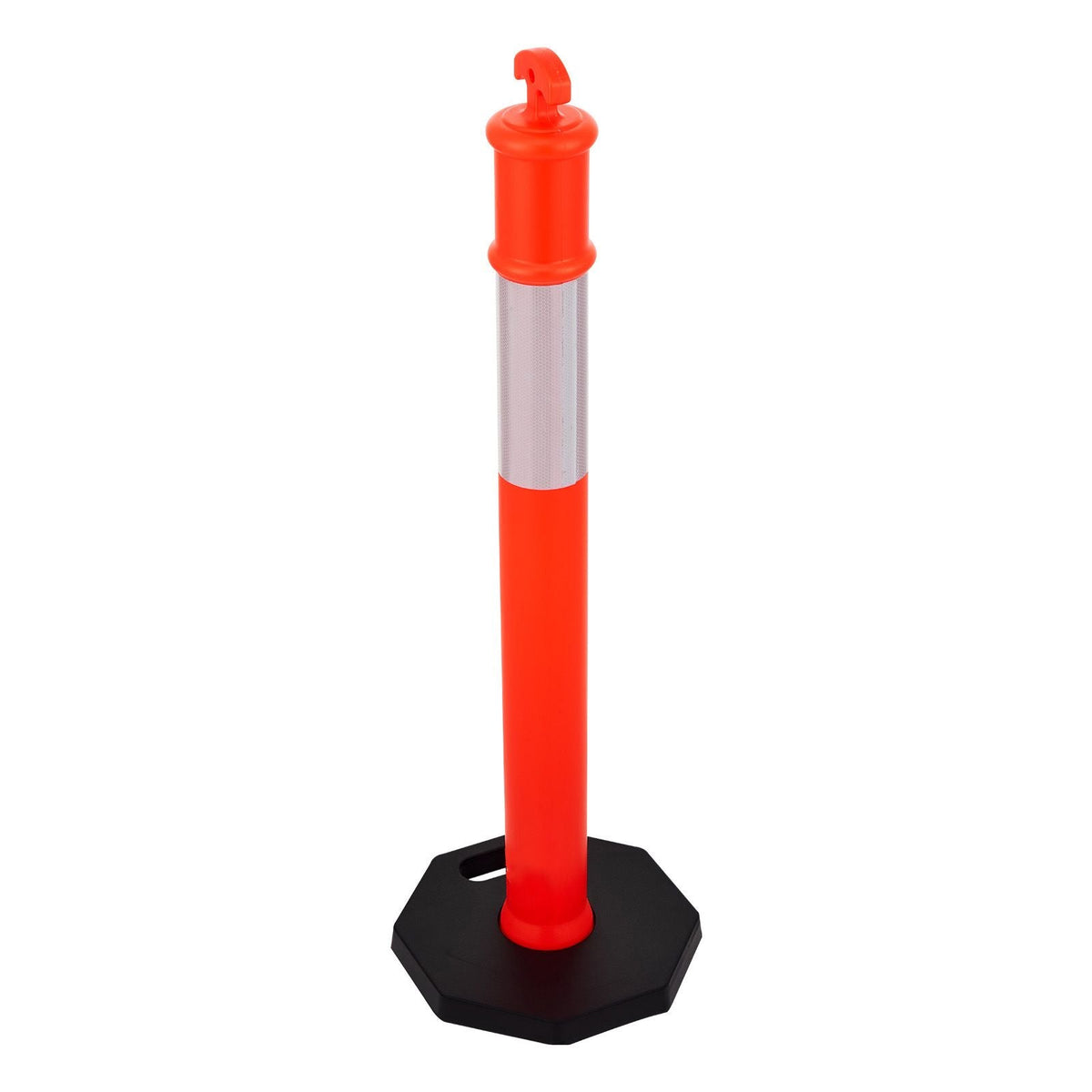 3 Pack Traffic Delineator Posts, 48 inches Traffic Safety Cones with Weighted Base and Reflective Strips, Heavy Duty Delineator Posts for Construction Site, Parking Lot, Crowd Control, Red