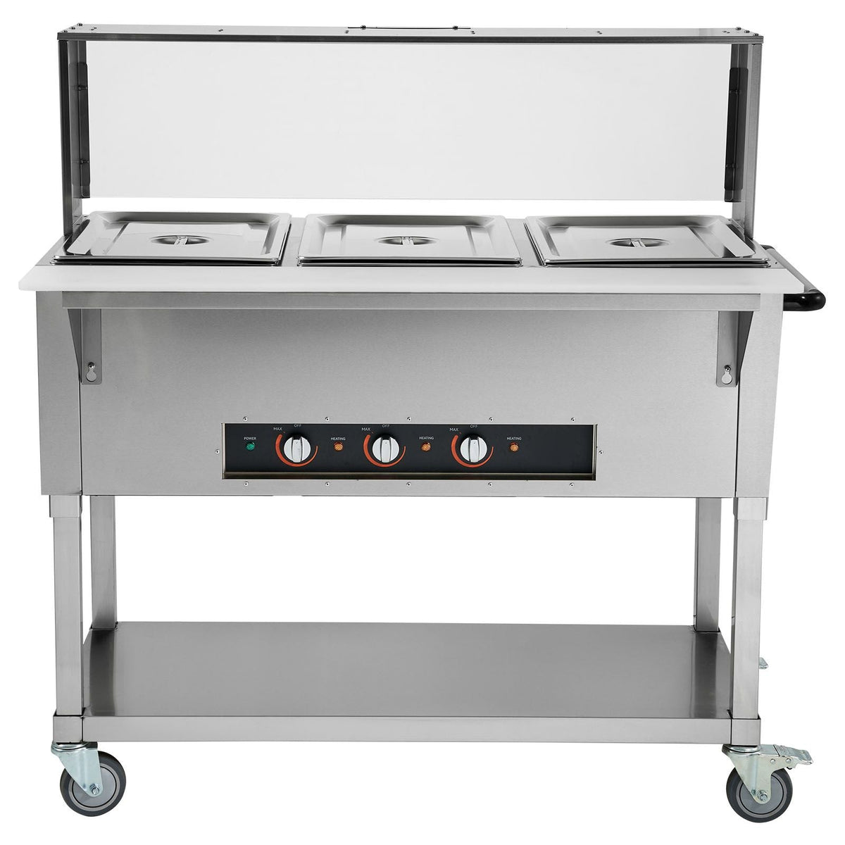 3-Pan Commercial Food Warmer, 3 x 20.6QT Electric Steam Table, 1500W Professional Buffet Catering Food Warmer with Acrylic Sneeze Guard, Food Grade Stainless Steel Server for Party Restaurant