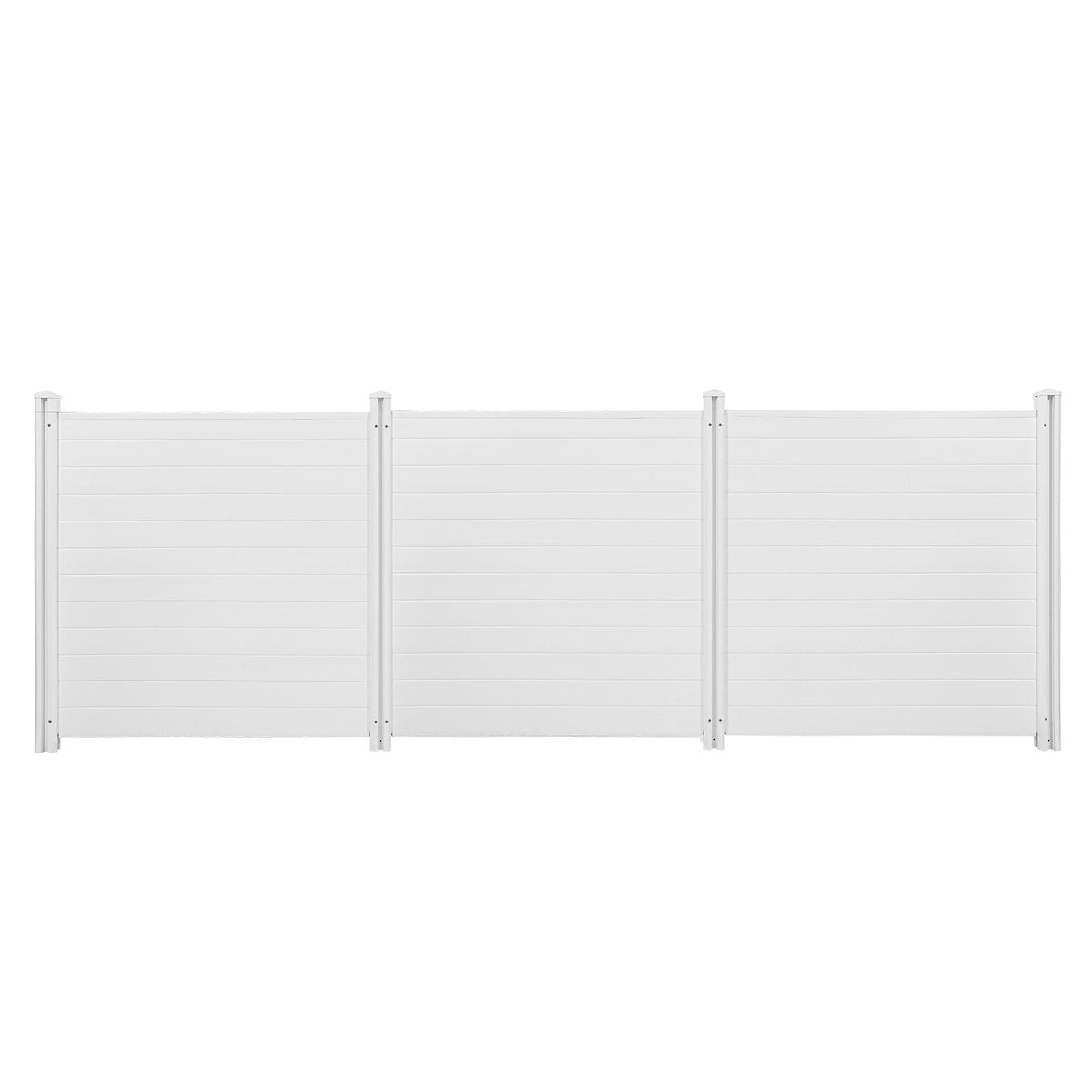 3 Panels Outdoor Privacy Screen, 50 x 50 in Air Conditioner Fence with 27.6 in Ground Stakes, Pool Equipment Enclosure, Horizontal Vinyl Privacy Fence, Ideal for Trash Can and A/C Units, White
