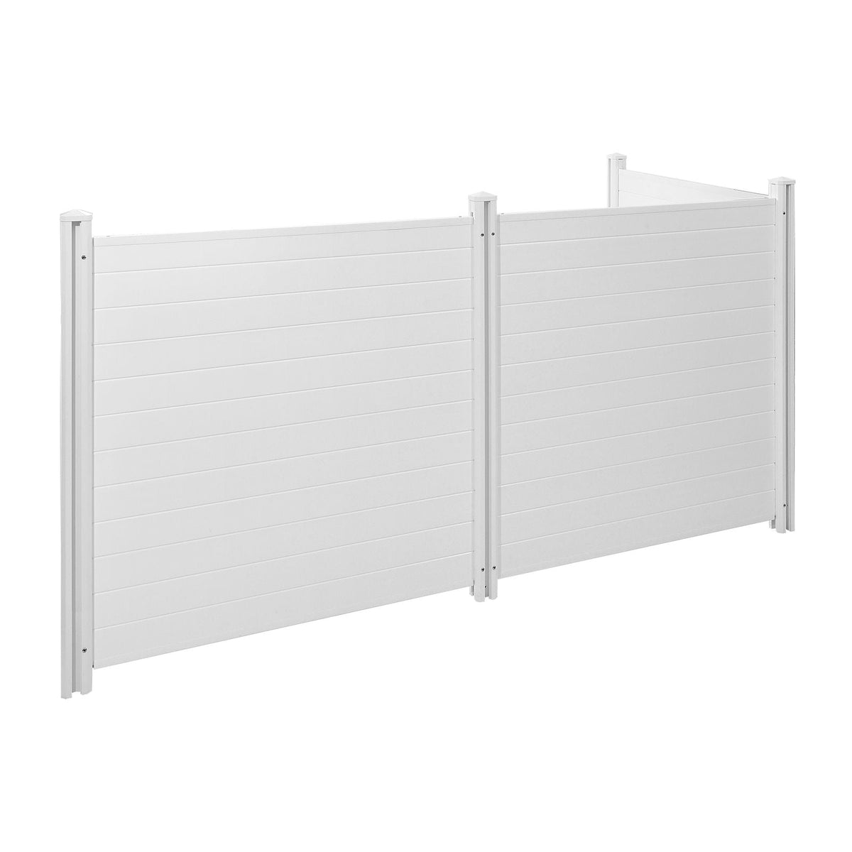 3 Panels Outdoor Privacy Screen, 50 x 50 in Air Conditioner Fence with 27.6 in Ground Stakes, Pool Equipment Enclosure, Horizontal Vinyl Privacy Fence, Ideal for Trash Can and A/C Units, White