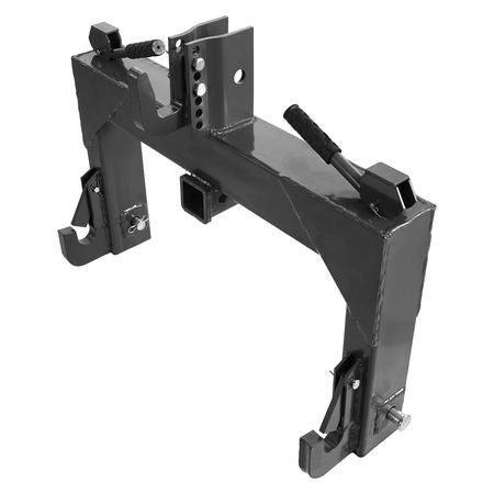 3-Point Quick Hitch with 2 in Receiver, 3000 Lbs Lift Capacity, 3-Pt Hitch with 5 Level Adjustable Bolt, Adaptation to Category 1 & 2 Tractor, Heavy Duty 3 Point Attachments, Black