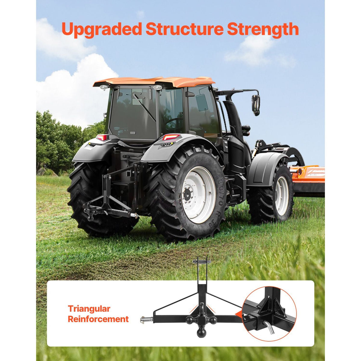 3 Point Trailer Hitch with 2 in Receiver, 3pt Quick Hitch Attachment, Heavy Duty Tractor Tow Drawbar Adapter, Compatible with Kubota, Mahindra, Ford, Yanmar, John Deere, Massey Ferguson