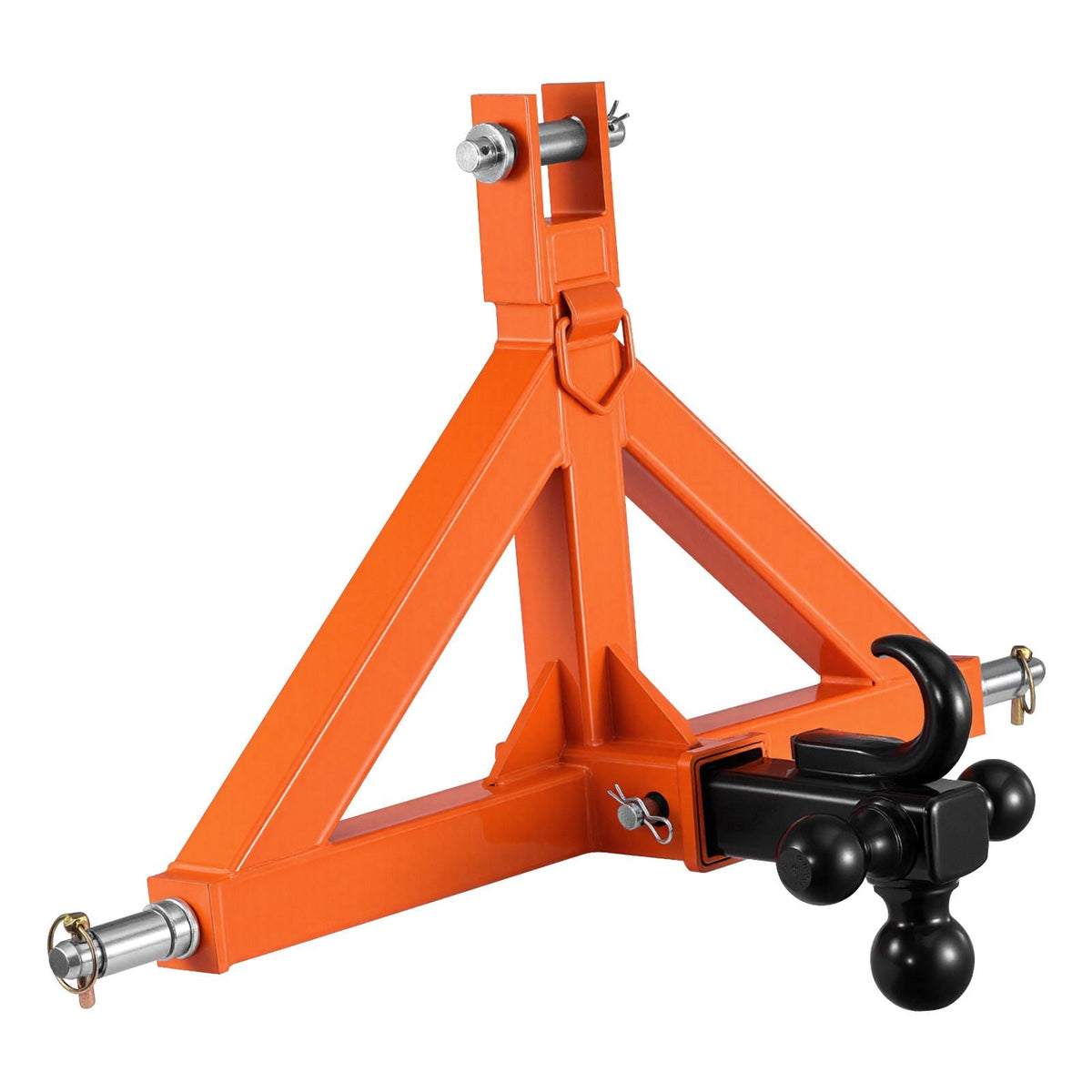 3 Point Trailer Hitch with 2" Receiver, 3 Pt Quick Hitch Attachment with 3 Trailer Balls, Tractor Tow Drawbar Adapter for Category 1, Kubota, Mahindra, Ford, Yanmar, John Deere, Massey Ferguson