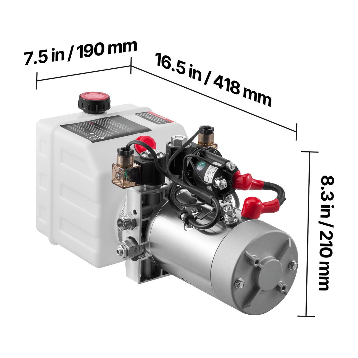 3 Quart Hydraulic Power Unit, Double Acting Dump Trailer Pump, 3200 PSI Max Relief Pressure & 0.91 GPM Flow Rate, DC 12V Hydraulic Pump with Metal Reservoir for Dump Trailer Car Lifting