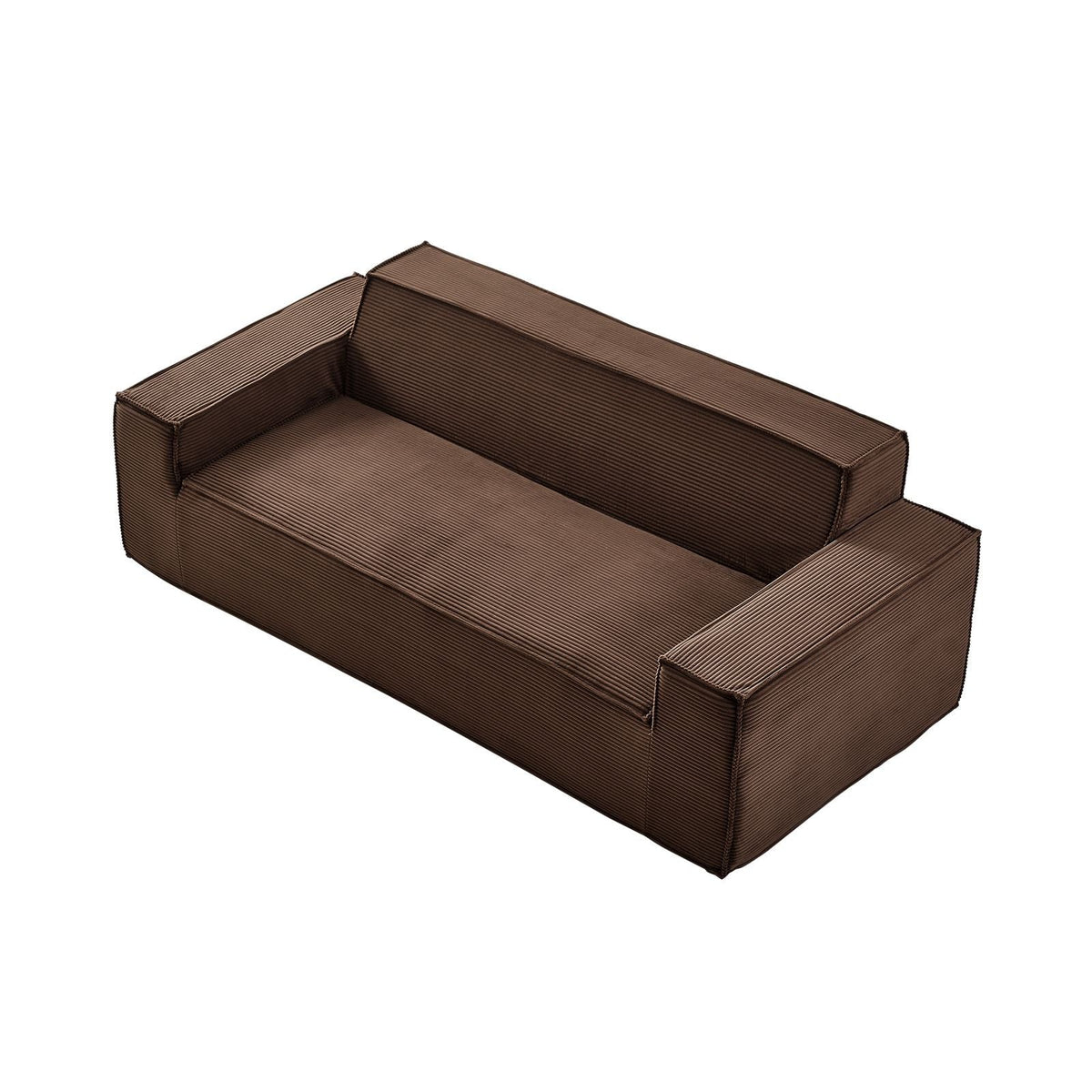 3-Seater Sofa in a Box, 83-Inch No Assembly Corduroy Couch with Memory Foam, Deep Seats for Living Room, Apartment, or Office, Brown
