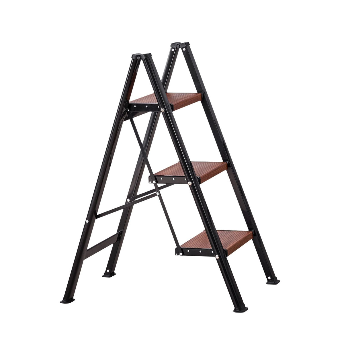 3 Step Ladder, Folding Step Stool with Wide Anti-Slip Pedal and Comfort Handgrip, Lightweight 330 lbs Capacity Portable Aluminum Plant Support, Multi-Use for Adults, Home Repairing, Cleaning