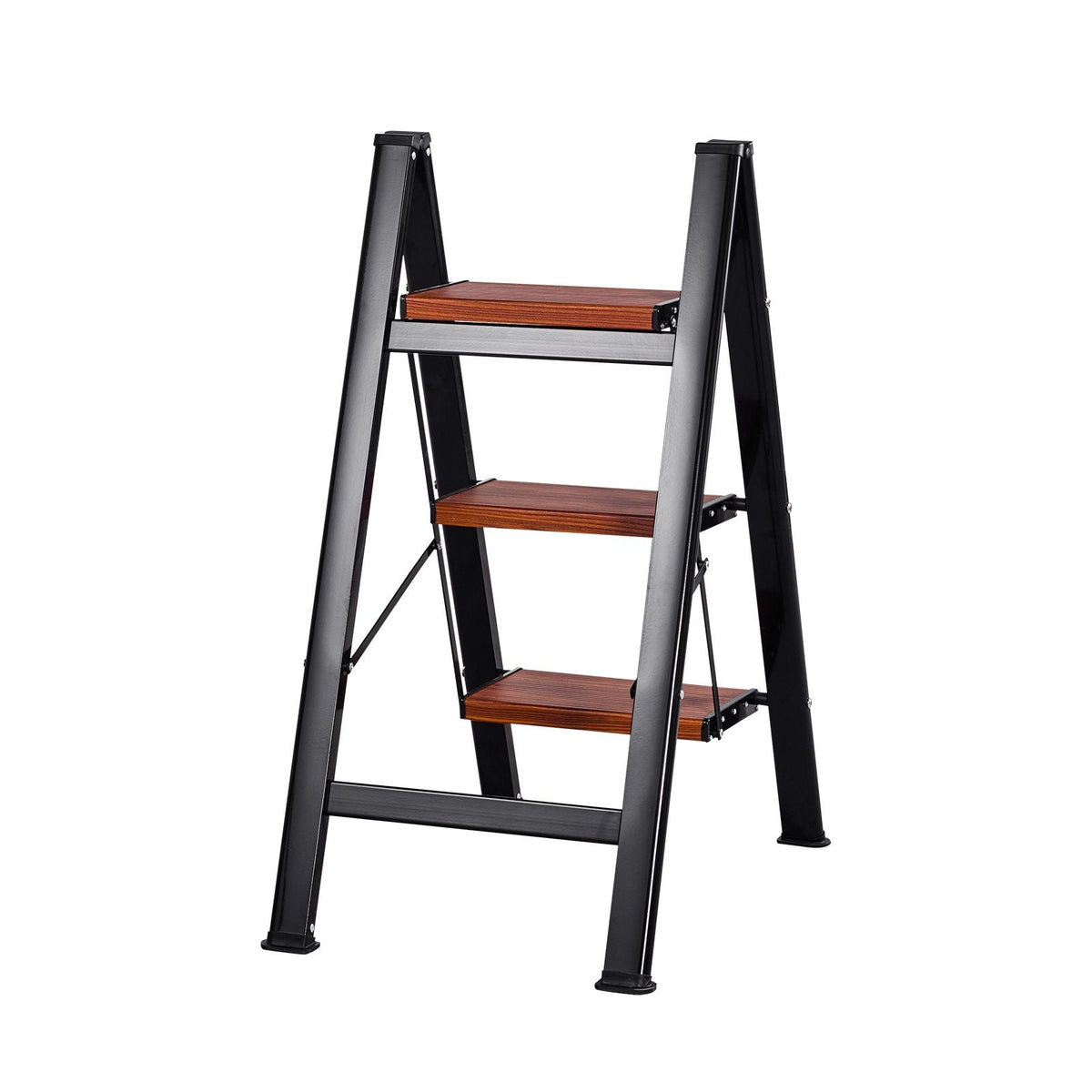 3 Step Ladder, Folding Step Stool with Wide Anti-Slip Pedal and Comfort Handgrip, Lightweight 330 lbs Capacity Portable Aluminum Plant Support, Multi-Use for Adults, Home Repairing, Cleaning