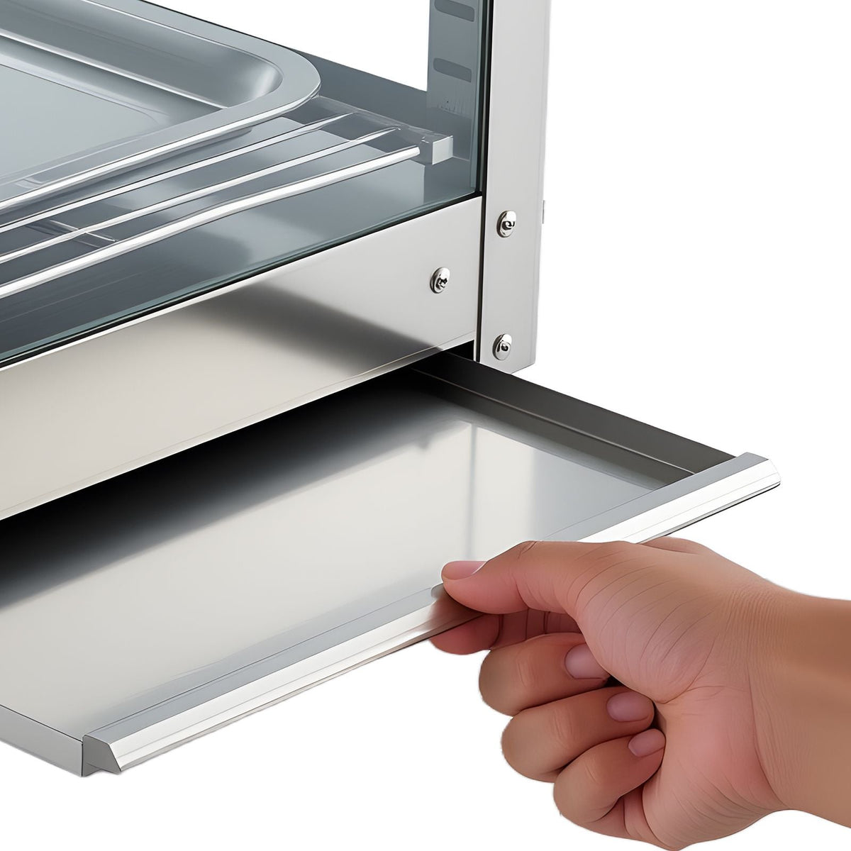 3-Tier Commercial Food Warmer Display, 800W Food Display Warmer with LED Light, Adjustable Shelf and Stainless Steel Frame, 86-185 F Air Heating, 34L for Hamburger, Pizza, Bread, Fried Chicken