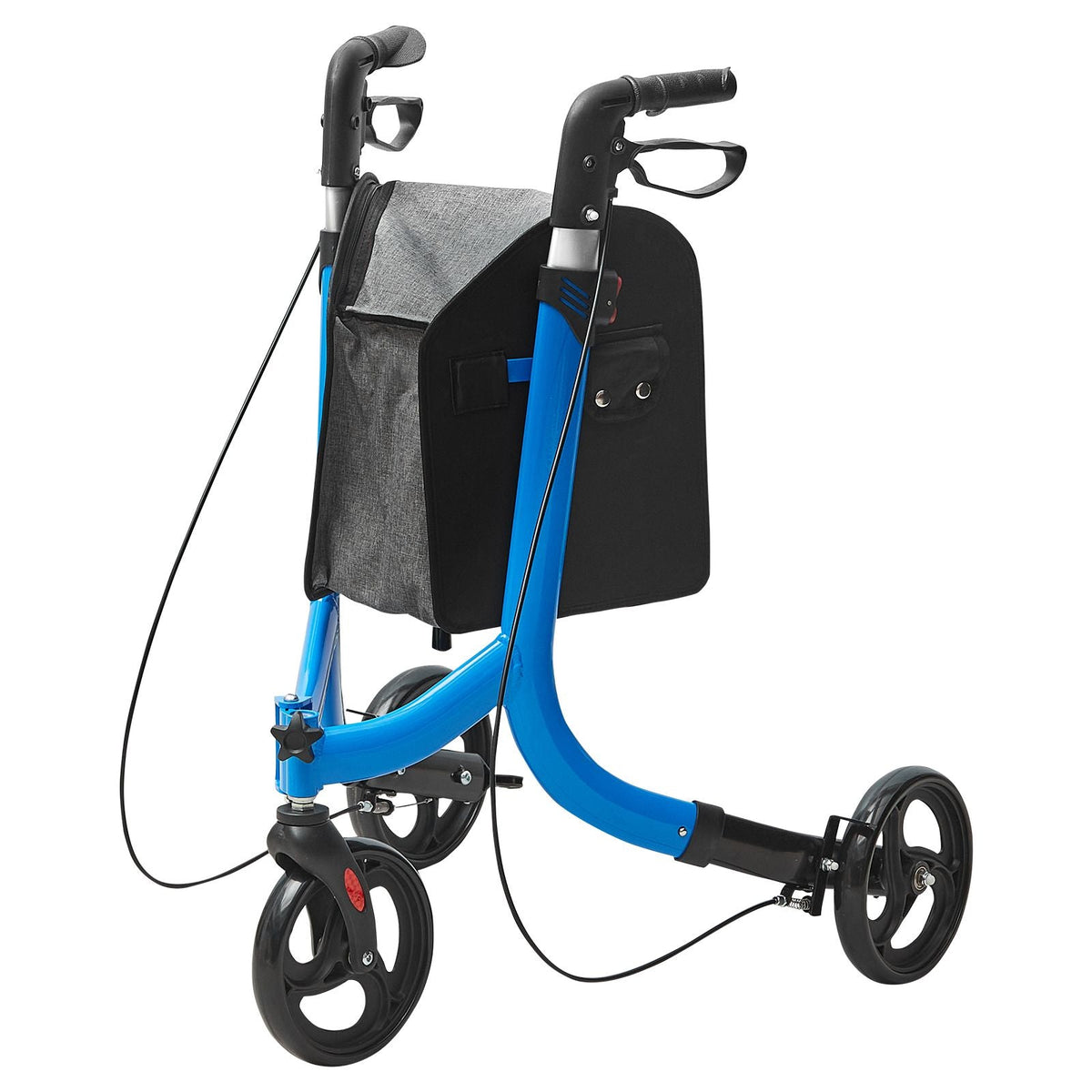 3 Wheels Rollator Walker for Seniors, Lightweight Aluminum Foldable Rolling Walker with Adjustable Handle, Outdoor Trio Mobility Walker with Large Wheels & Spacious Storage Bag, 260LBS Capacity