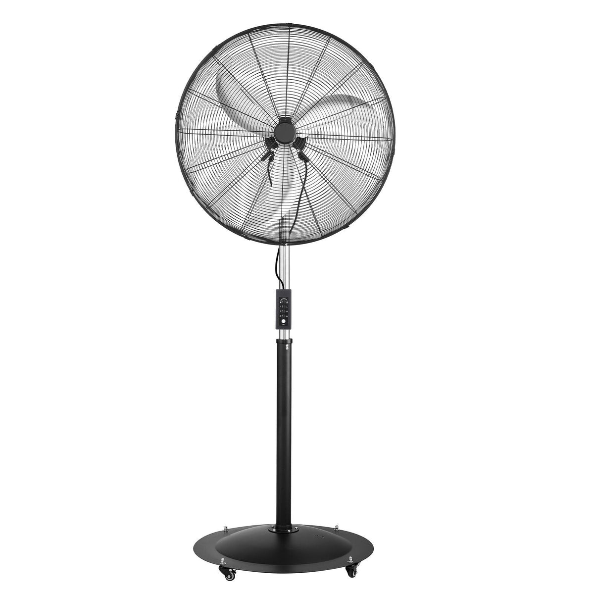 30-Inch High Velocity Pedestal Fan, 9100 CFM Industrial Standing Floor Fan with 85° Oscillating, 3-Speed Adjustable Height, IP44 Waterproof, Carbon Steel for Commercial, Garage, Workshop, Black
