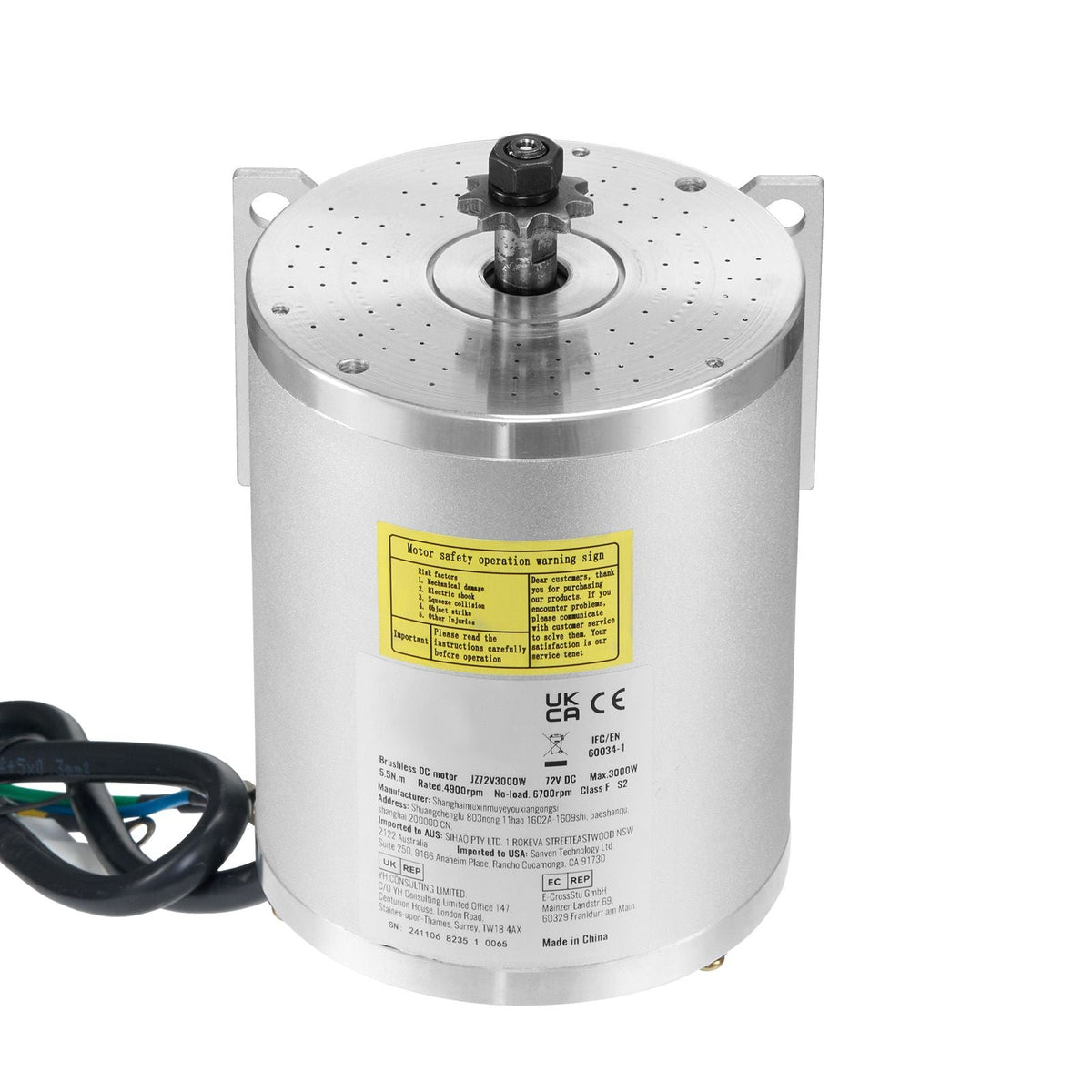 3000W Electric Brushless DC Motor Kit - 72V 4900rpm Motor with Upgraded Speed Controller and Throttle Grip Kit for Go Karts E-Bike Motorcycle Scooter DIY
